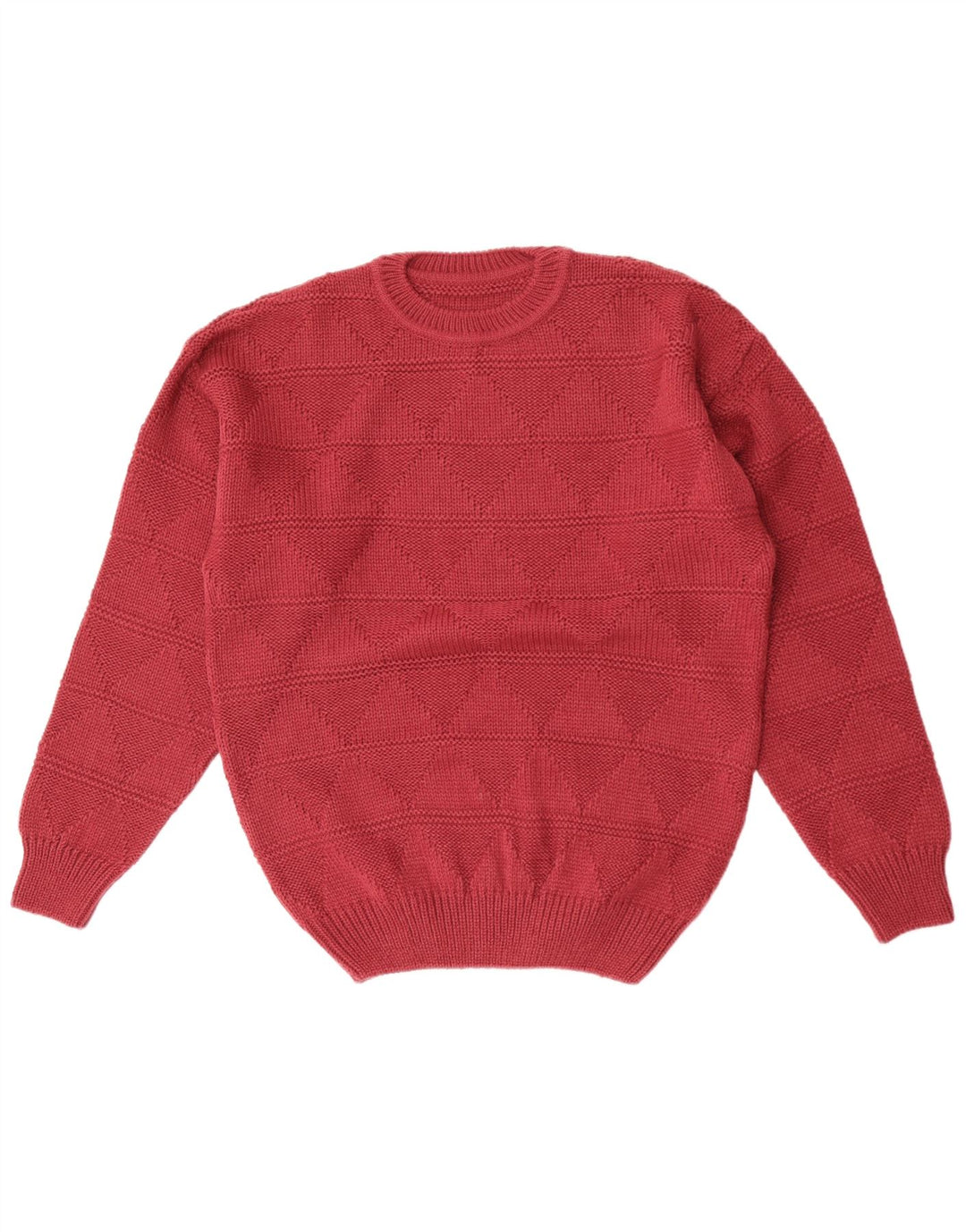 vintage Mens Crew Neck Jumper Pull IT 48/50 Medium Maroon Argyle/Diamant