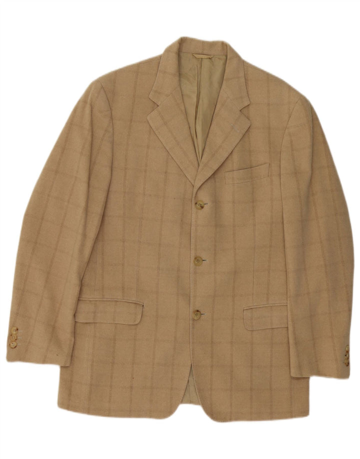 CERRUTI 1881 Veste blazer 3 boutons pour homme UK 38 Beige moyen à carreaux
