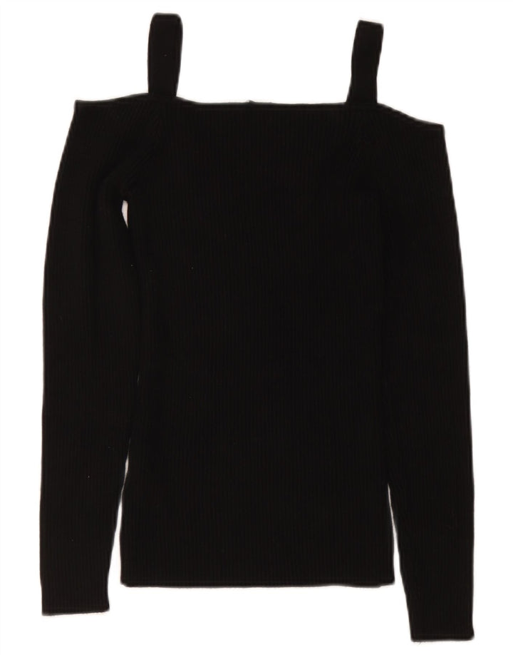 Guess Haut court à épaules dénudées pour femme UK 8 Petite Rayonne Noire