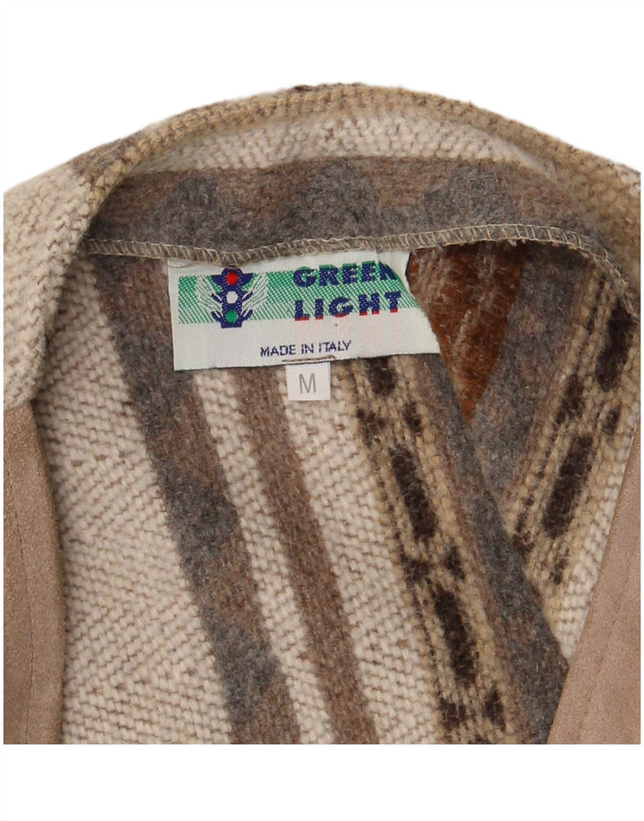 vintage Mens Utility Gilet UK 38 Moyen Gris Géométrique Laine