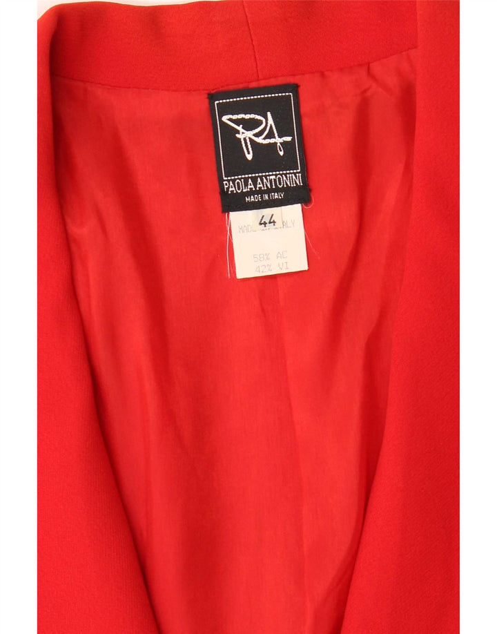 Paola Antonini Femme Veste Blazer 1 Bouton IT 44 Acétate Rouge Moyen