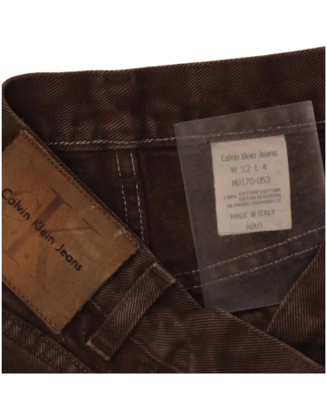 CALVIN KLEIN Jean Fuselé Homme W32 L34 Marron Coton