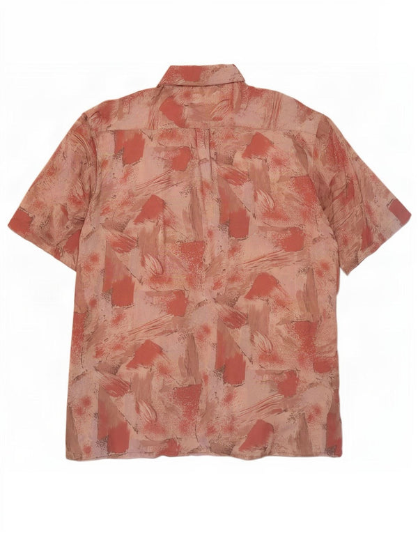 Chemise à manches courtes à motif abstrait pour homme Vintage en Viscose rose moyen