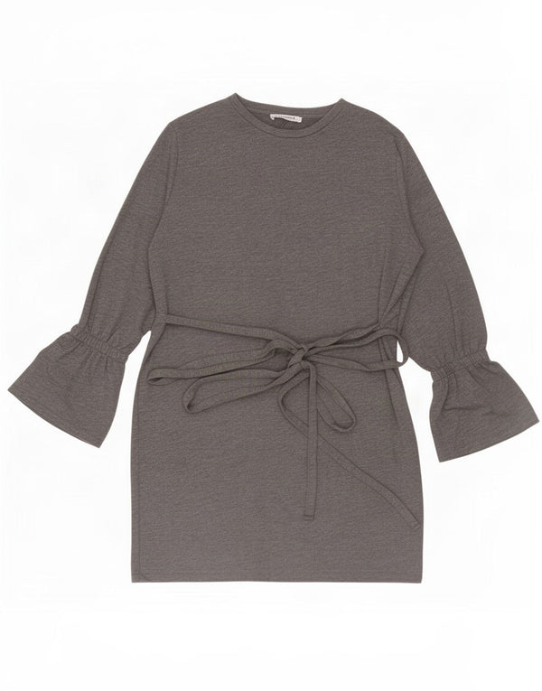 Zara Womens Trafaluc Robe fourreau à manches longues UK 14 Gris moyen Polyester