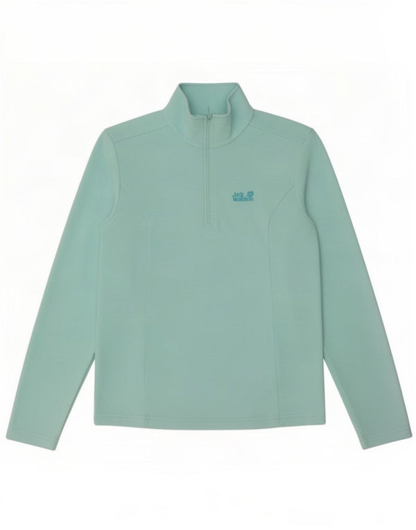 Jack Wolfskin Womens Zip Neck Fleece Jumper UK 10/12 Medium Turquoise