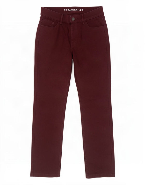 Marks & Spencer Womens Straight Jeans UK 12 Medium W30 L29 Burgundy Cotton
