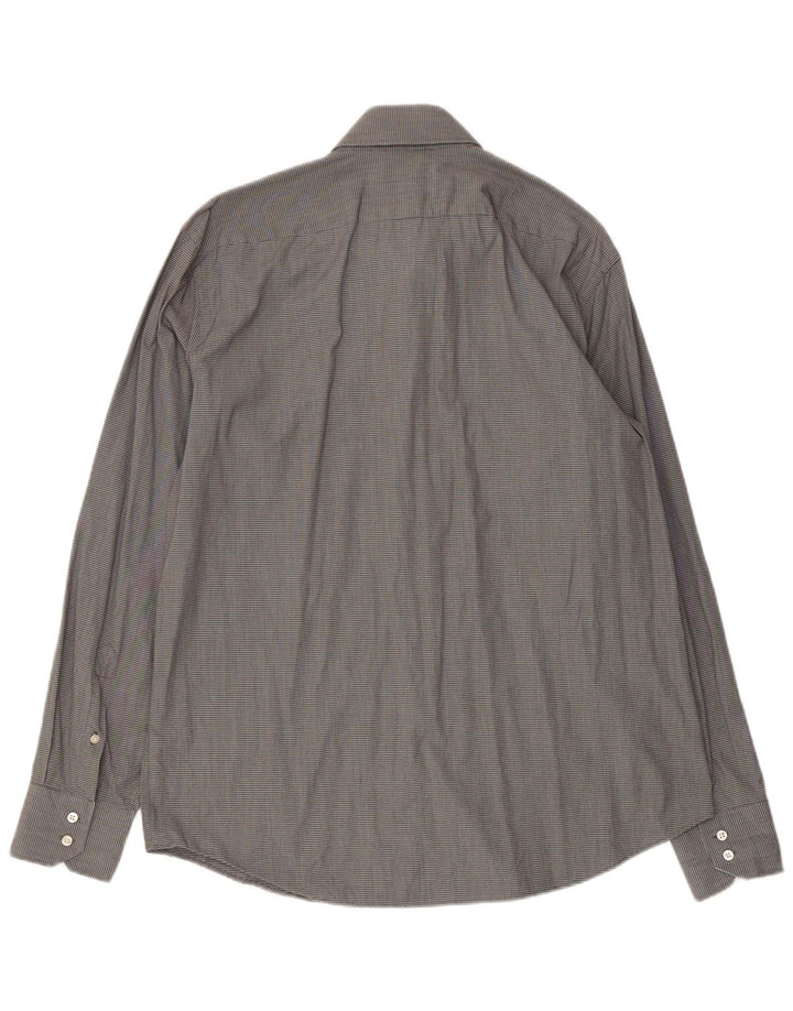 Hugo Boss Chemise coupe régulière pour homme Taille 44 17 1/2 XL Coton à carreaux gris