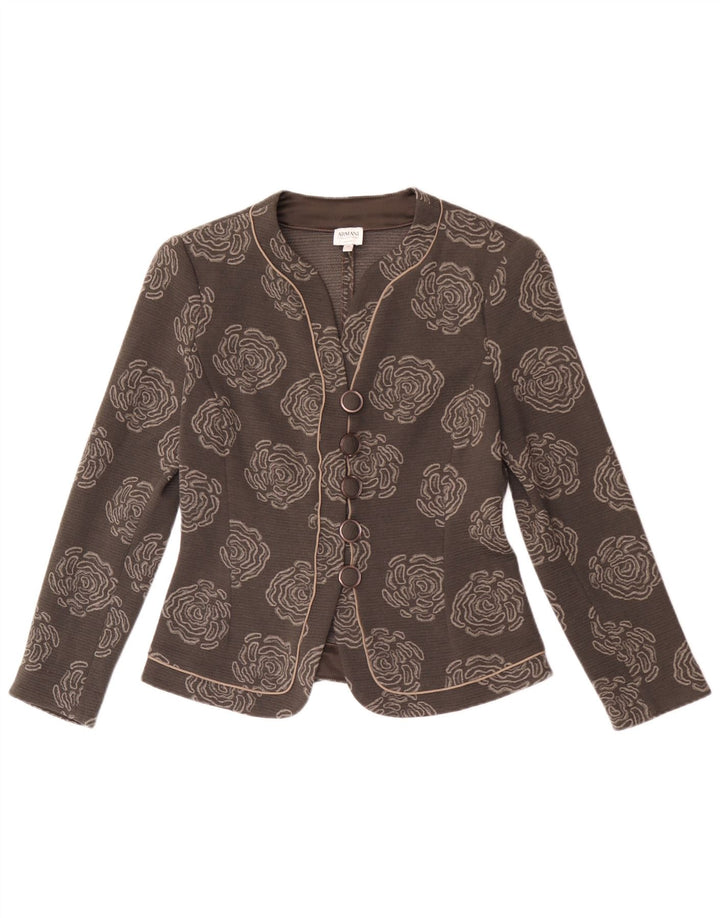 Armani Collezioni Veste blazer à 5 boutons pour femme UK 10 Petit gris floral