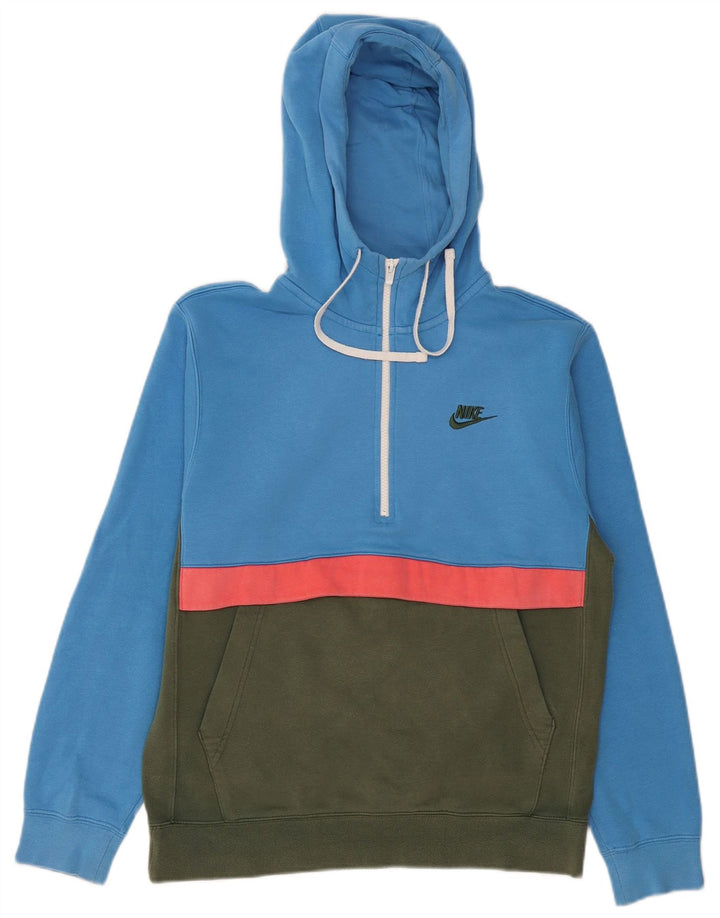 NIKE Pull à capuche à col zippé pour homme Petit Bleu Colorblock Coton