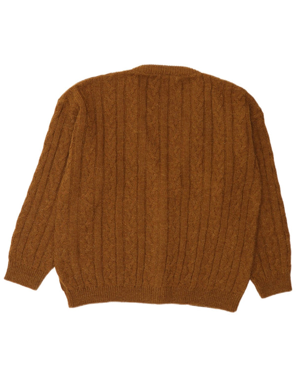 vintage Homme Cardigan Pull IT 54 XL Laine d’Alpaga Marron