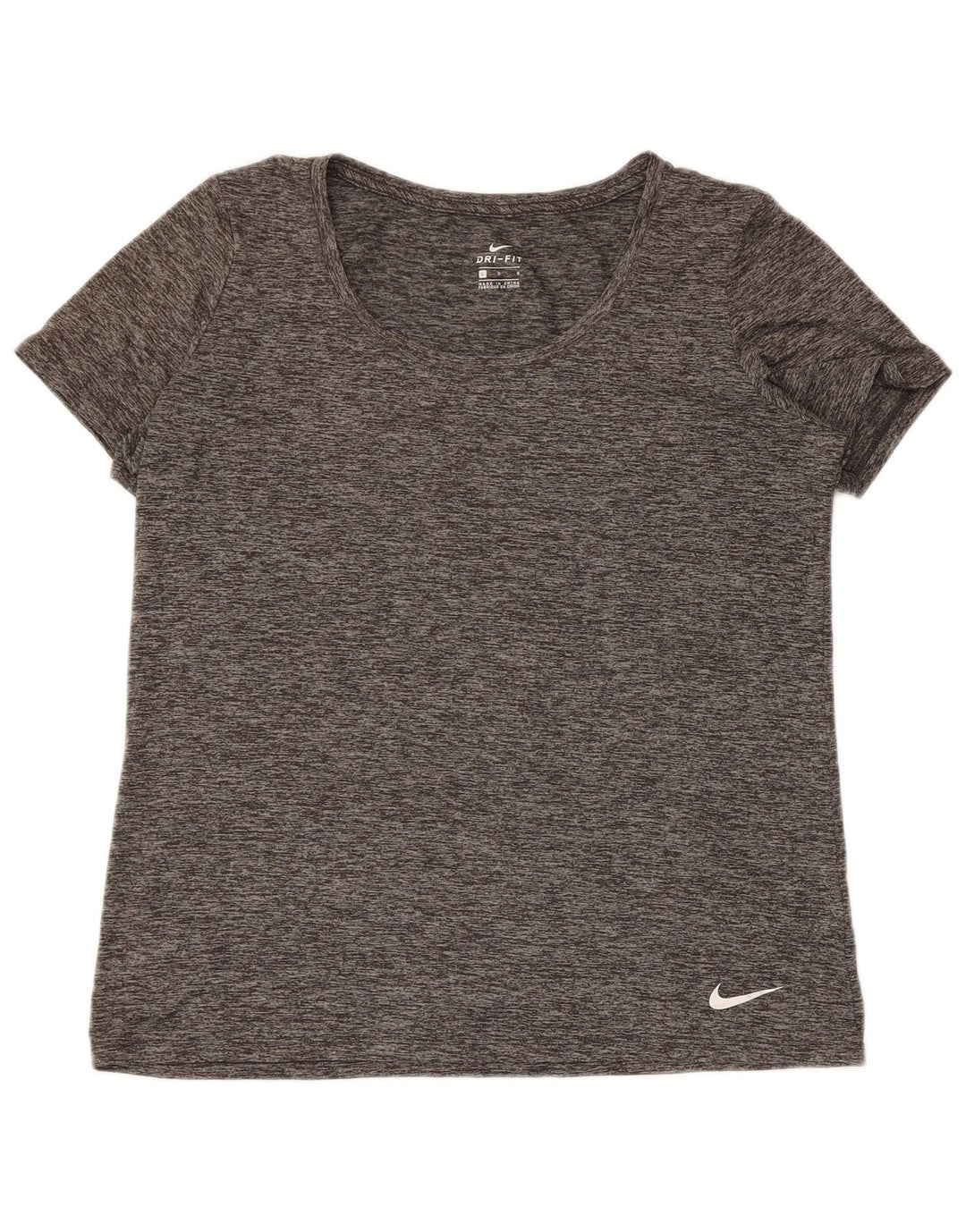 Nike Womens Dri Fit T-Shirt Top UK 16 Large Gris Moucheté Polyester