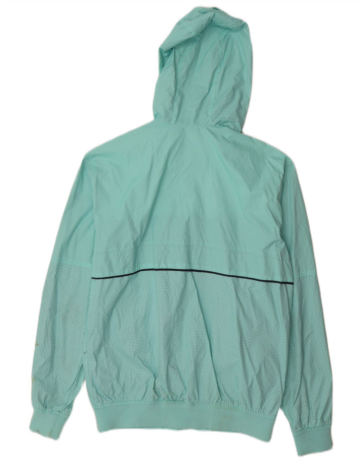 Pull & Bear Veste de pluie à capuche pour homme UK 40 Large Turquoise Colourblock Nylon