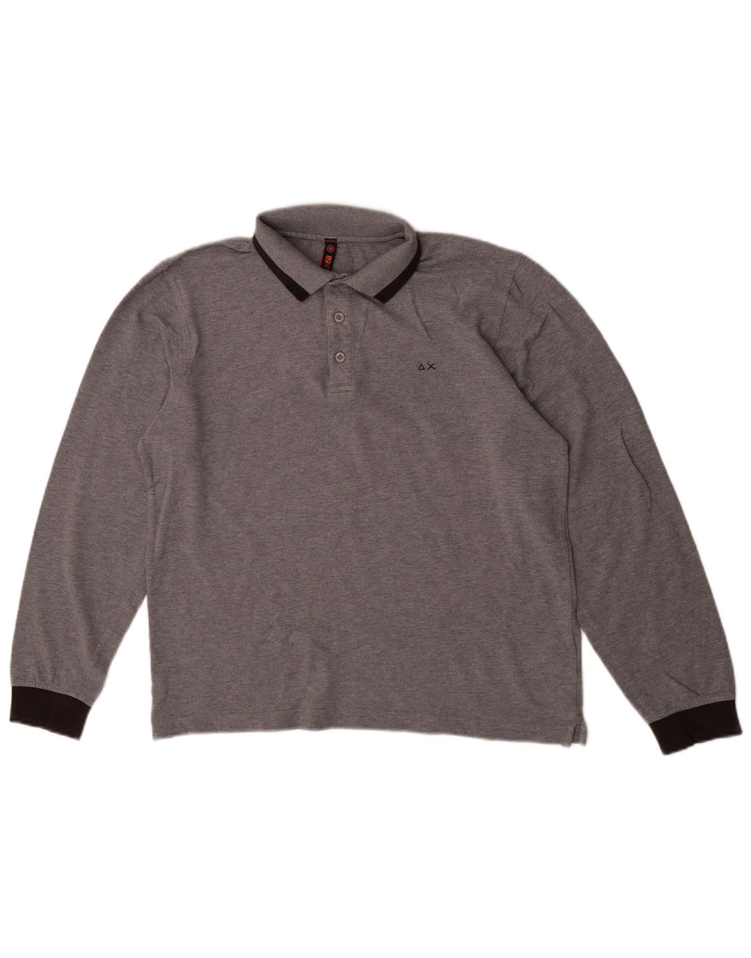 Sun68 Polo à manches longues pour homme en coton color block gris moyen