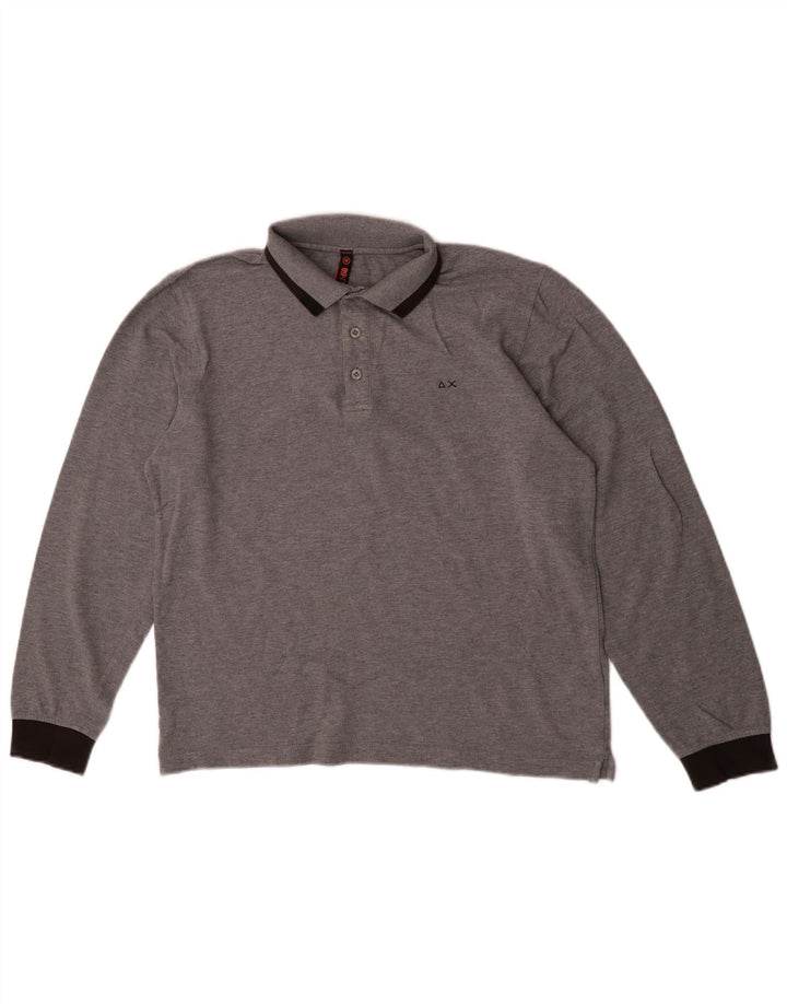 Sun68 Polo à manches longues pour homme en coton color block gris moyen