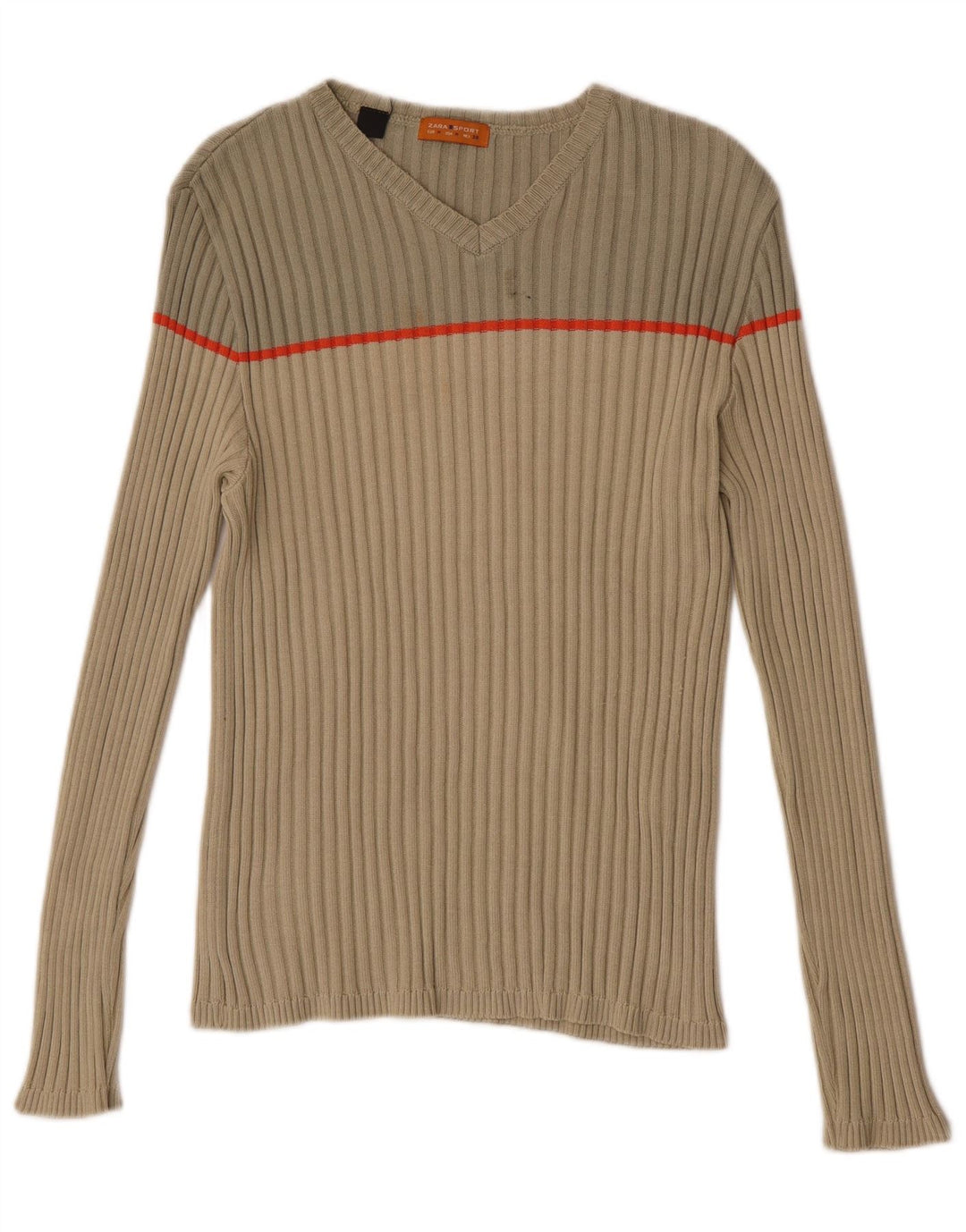 Zara Pull col V en coton color block beige moyen pour homme