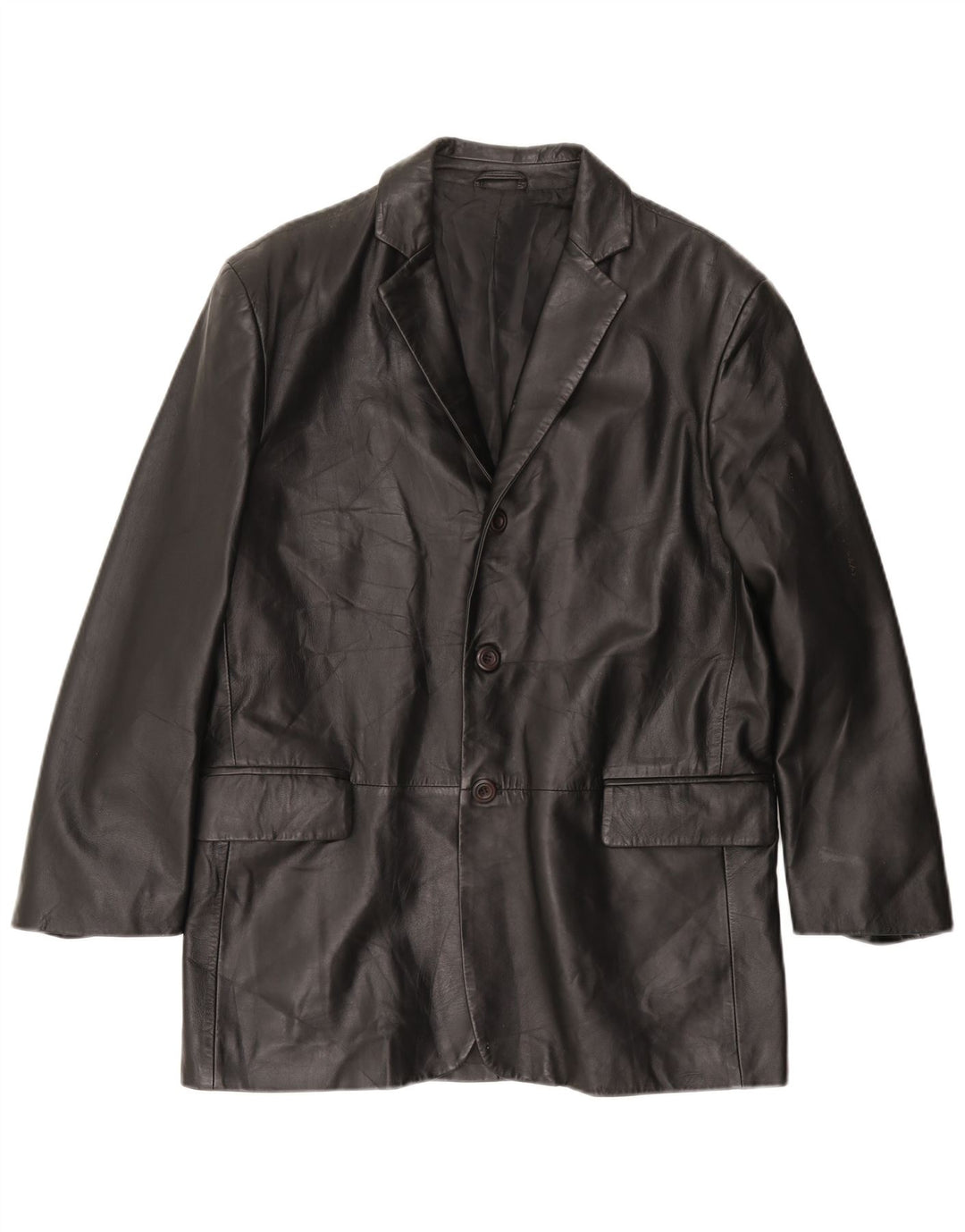 VINTAGE Veste en cuir homme IT 50 Grand cuir noir