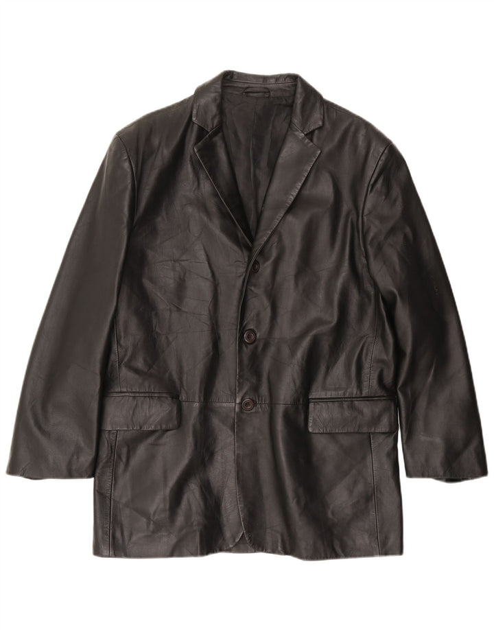 VINTAGE Veste en cuir homme IT 50 Grand cuir noir