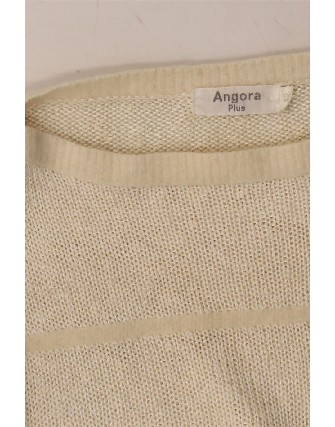 VINTAGE Womens Boat Neck Jumper Sweater IT 42 Medium Off White Striped Vintage Vintage and Second-Hand Vintage from Messina Hembry 