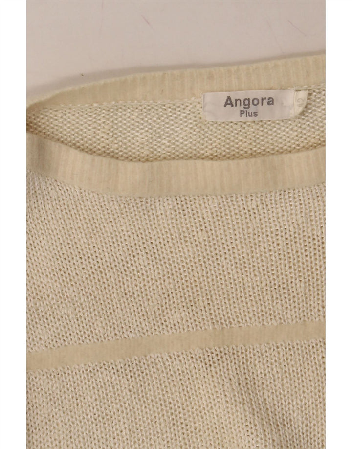 VINTAGE Womens Boat Neck Jumper Sweater IT 42 Medium Off White Striped Vintage Vintage and Second-Hand Vintage from Messina Hembry 