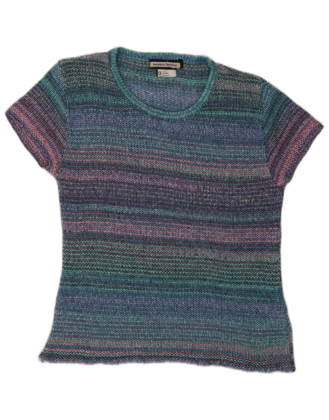 vintage Womens Crew Neck Jumper Pull IT 42 Moyen Multicolore Rayé