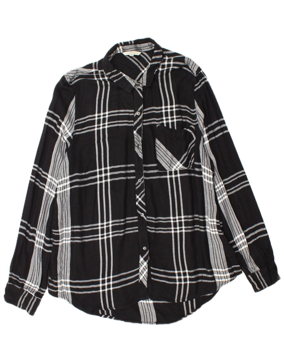 CALVIN KLEIN JEANS Chemise en flanelle pour femme UK 18 XL Rayonne à carreaux noirs