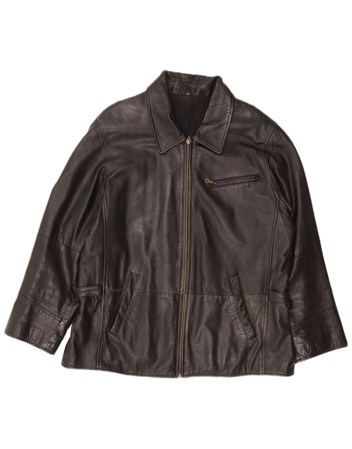 Veste en cuir femme vintage UK 18 XL Cuir Noir