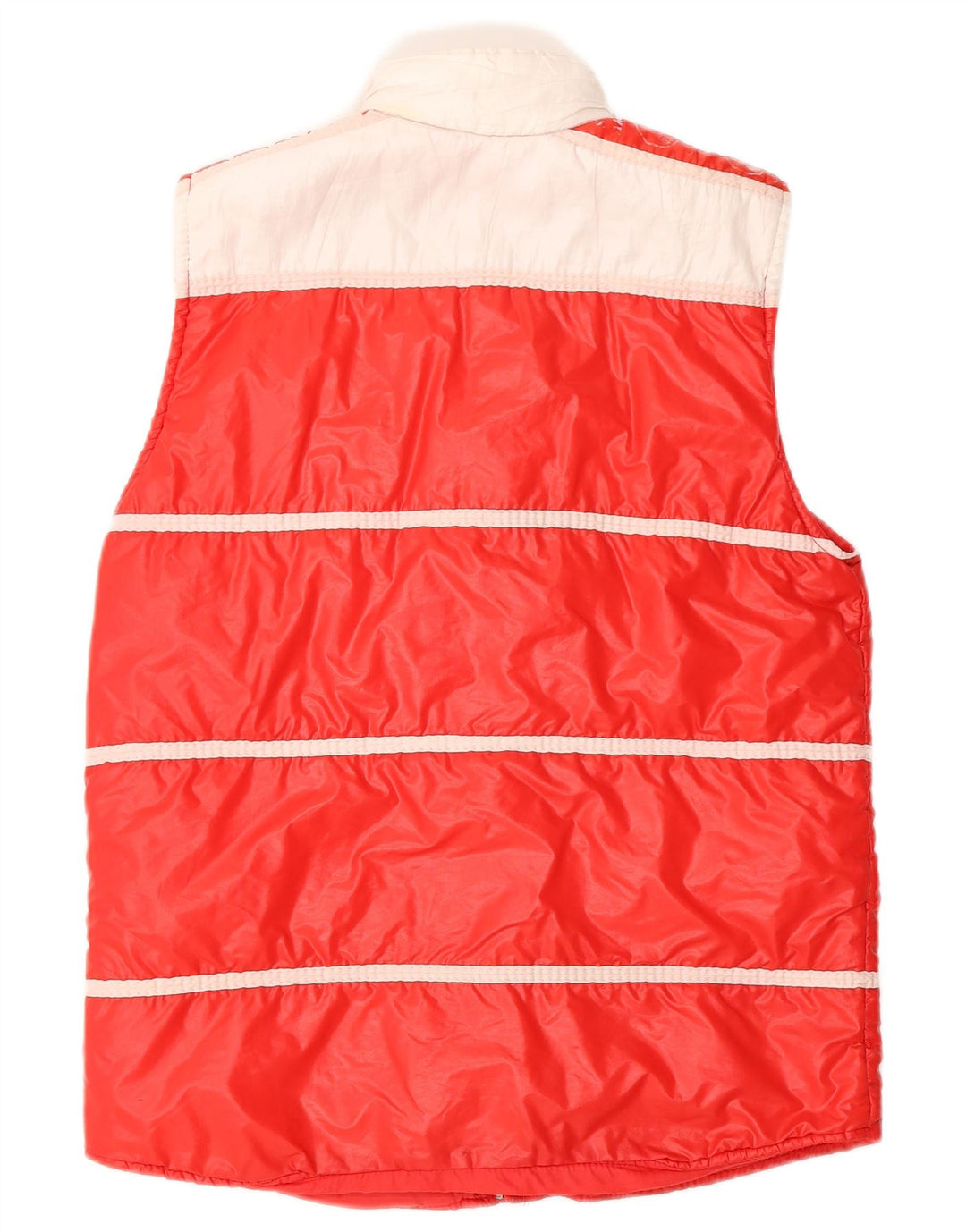 vintage Mens Gilet Rembourré UK 36 Petit Rouge Colourblock Polyamide