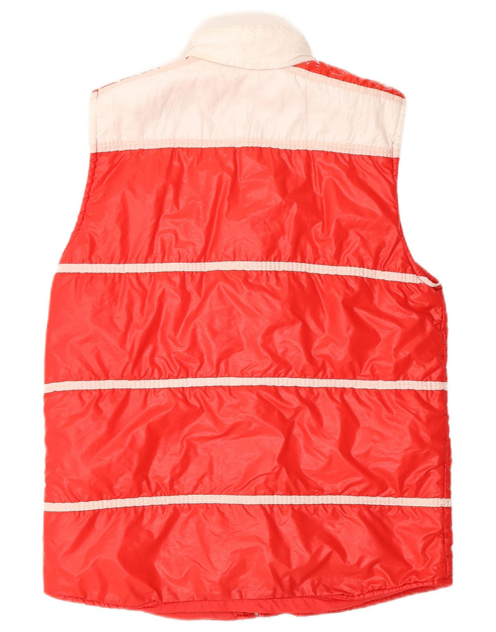 vintage Mens Gilet Rembourré UK 36 Petit Rouge Colourblock Polyamide