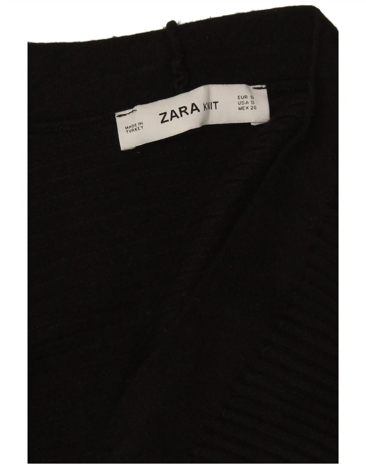 Zara Womens Crop Oversize Cardigan Pull UK 10 Petit Noir Classique