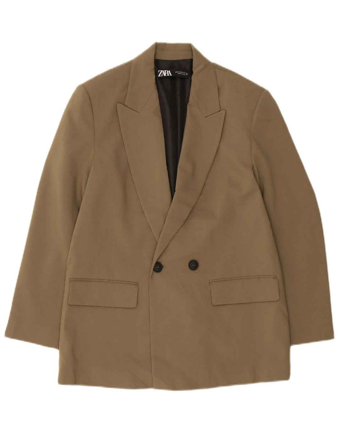 Zara Veste Blazer Double Boutonnage Homme UK 34 XS Kaki Polyester