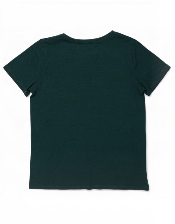 Superdry T-Shirt Femme Top UK 14 Large Vert Moucheté Coton