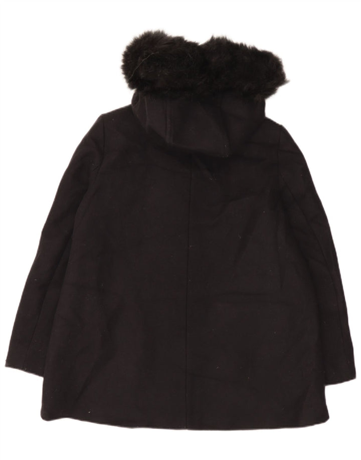 Zara Manteau surdimensionné à capuche pour femme UK 10 Petite laine noire