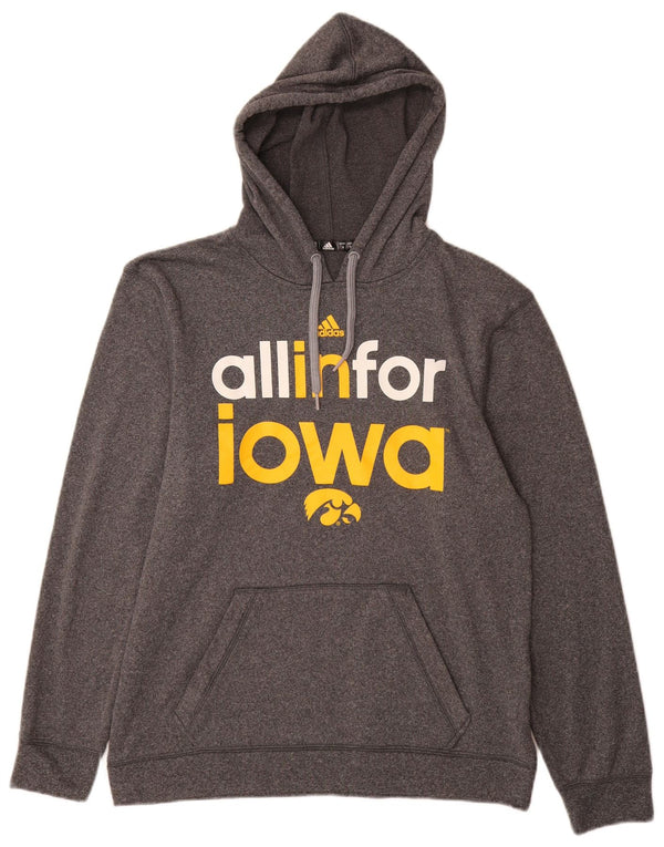 Adidas Pull à capuche graphique Iowa Hawkeyes pour homme Petit Gris Polyester