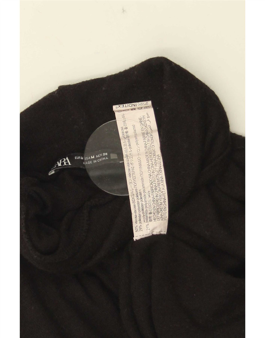 Zara Femme Top Manches Longues UK 44 Medium Noir Viscose