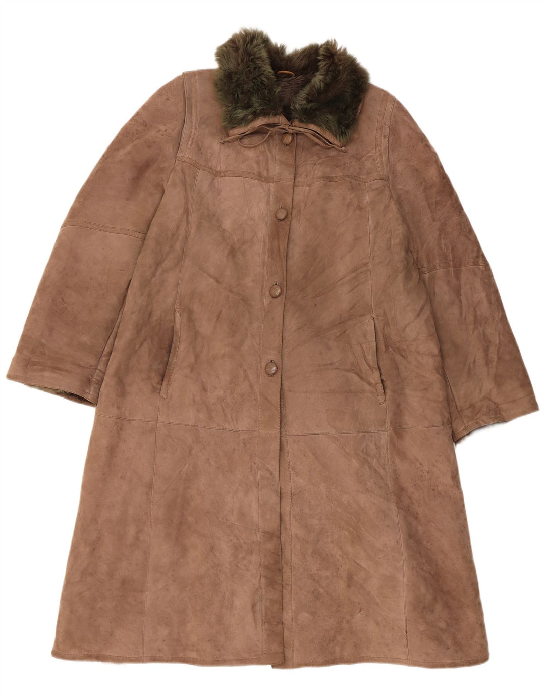 VINTAGE Manteau en peau de mouton femme UK 14 Grand Beige