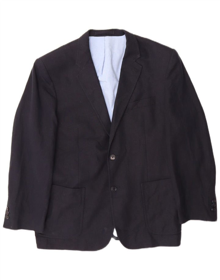 Marks & Spencer Veste blazer à 2 boutons pour homme UK 42 Large Bleu marine Lin