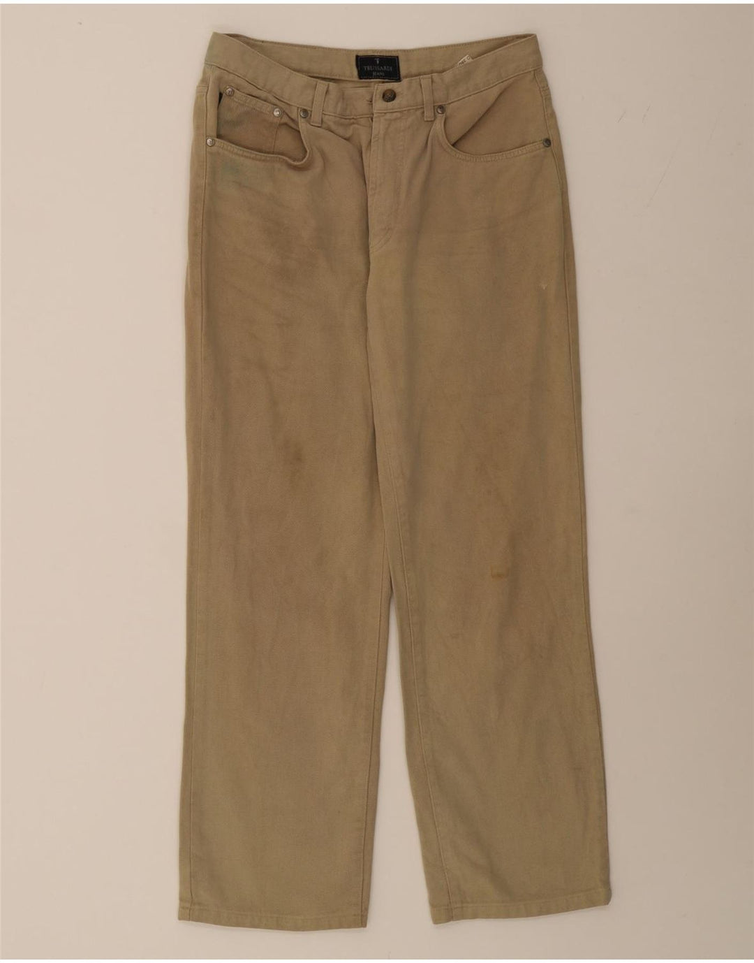TRUSSARDI Mens Straight Jeans W33 L28 Beige Cotton Vintage Trussardi and Second-Hand Trussardi from Messina Hembry 
