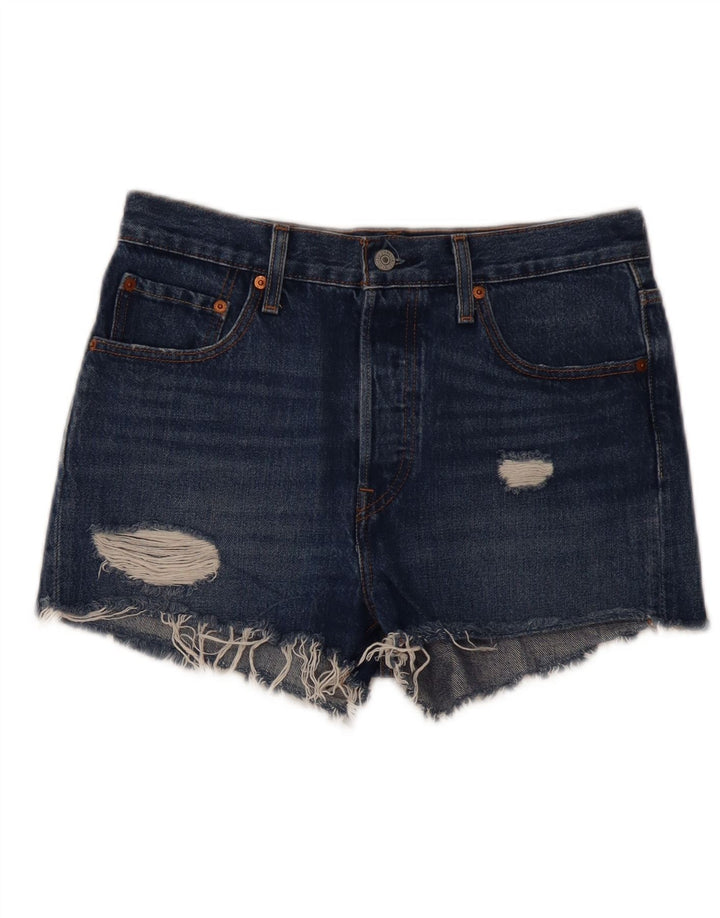Levi's Short 501 Distressed Denim W27 Small Femme Bleu Marine Coton