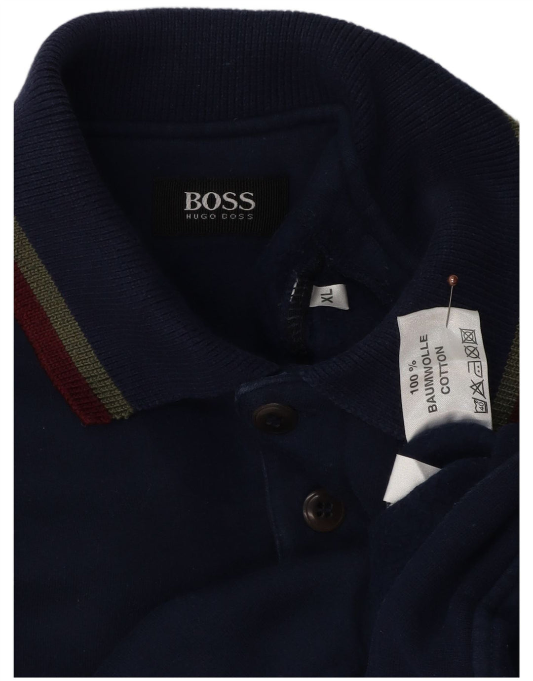 Hugo Boss Homme Polo Neck Sweatshirt Jumper XL Bleu Marine Coton