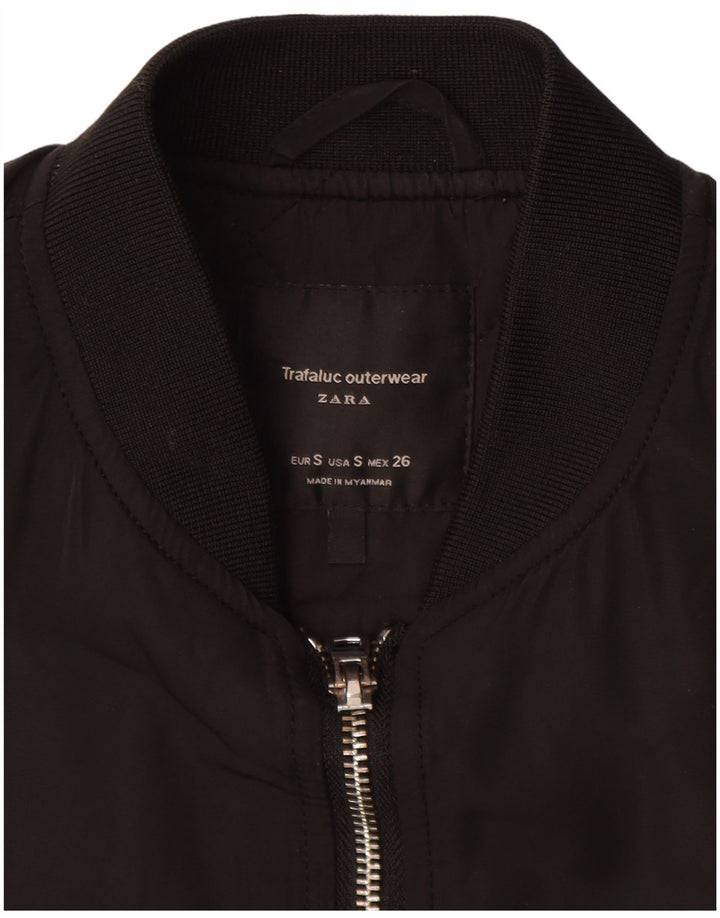 ZARA Veste Bomber Femme UK 10 Petit Noir