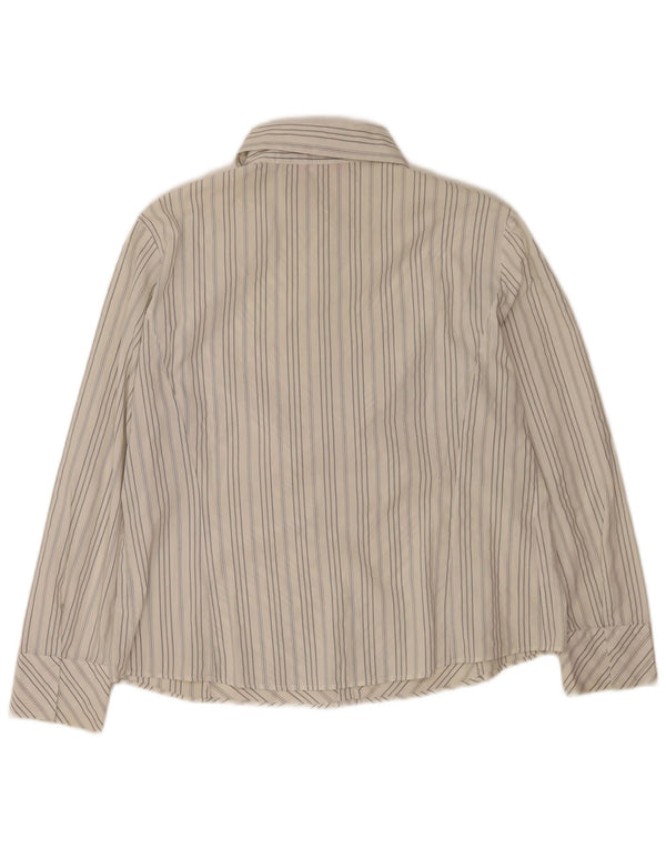 Perte by Krizia Chemisier pour femme US 23 3XL en coton rayé blanc