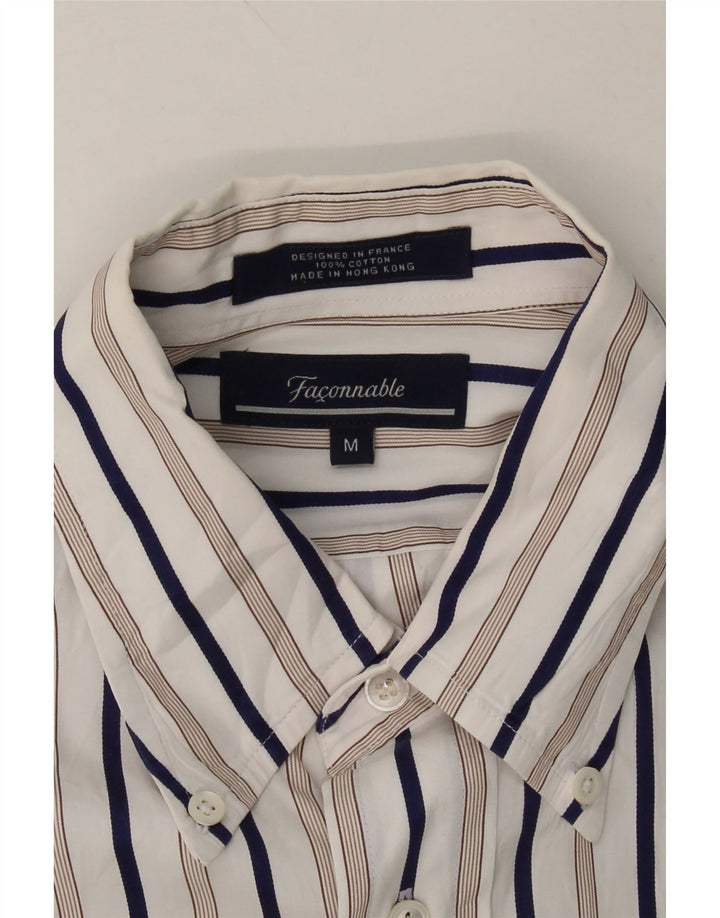 FACONNABLE Mens Shirt Medium White Striped Cotton Vintage Faconnable and Second-Hand Faconnable from Messina Hembry 