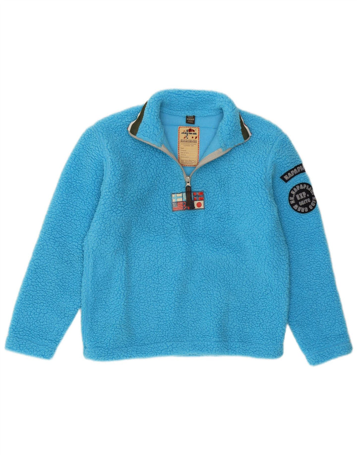 Napapijri Pull Polaire Graphique à Col Zippé Garçon 11-12 ans Bleu Polyester