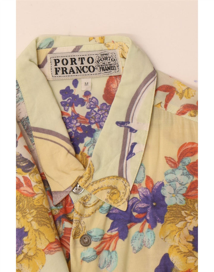 vintage Chemise à manches courtes pour hommes Floral jaune moyen