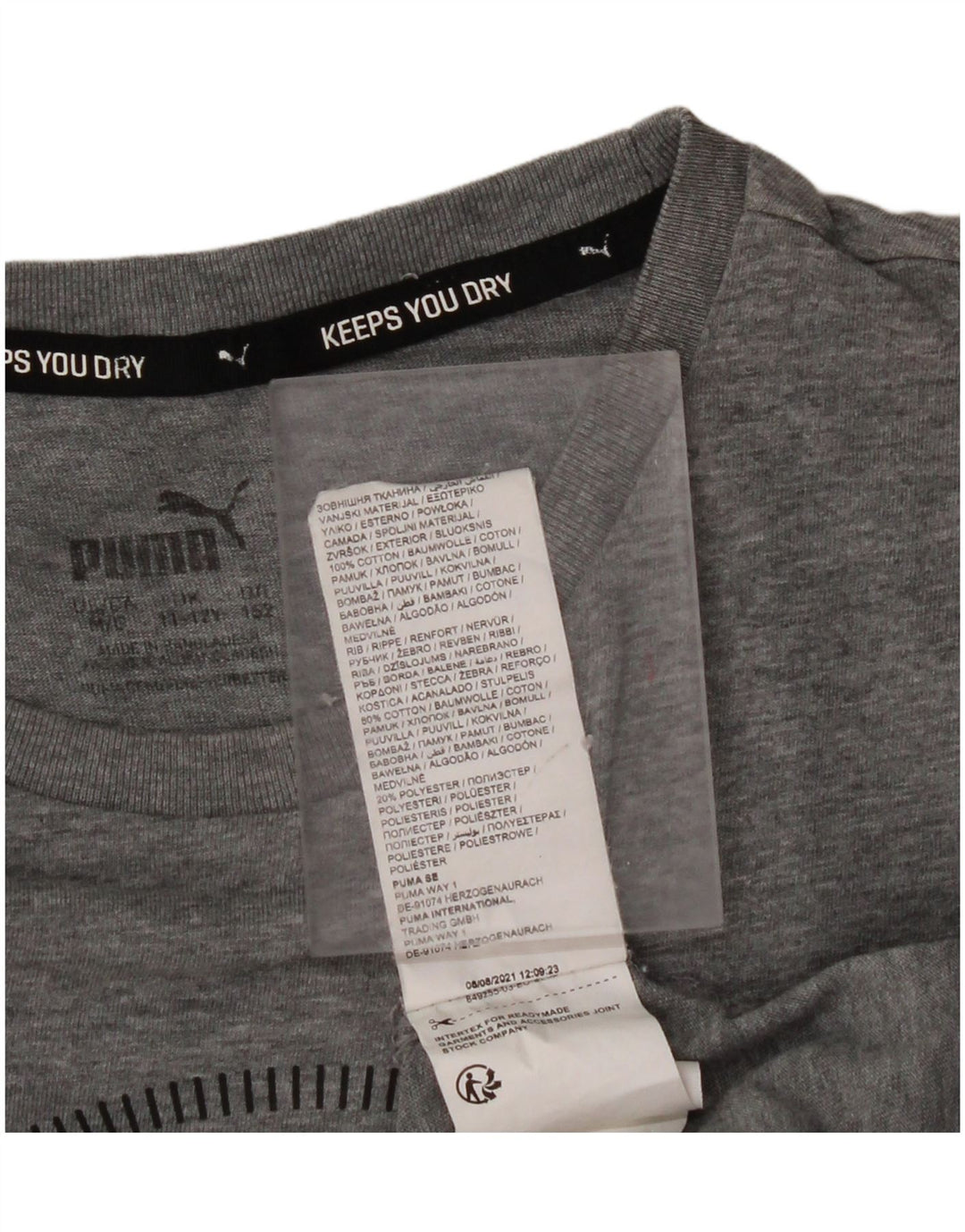 PUMA T-Shirt Graphique Garçon 11-12 ans Gris Coton