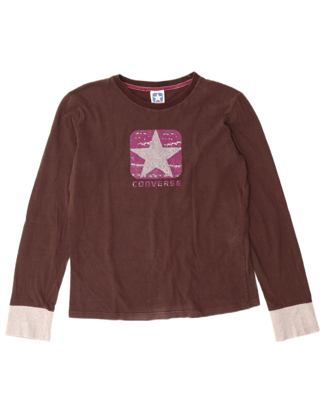 CONVERSE Haut graphique à manches longues pour fille 13-14 ans Large Marron Coton