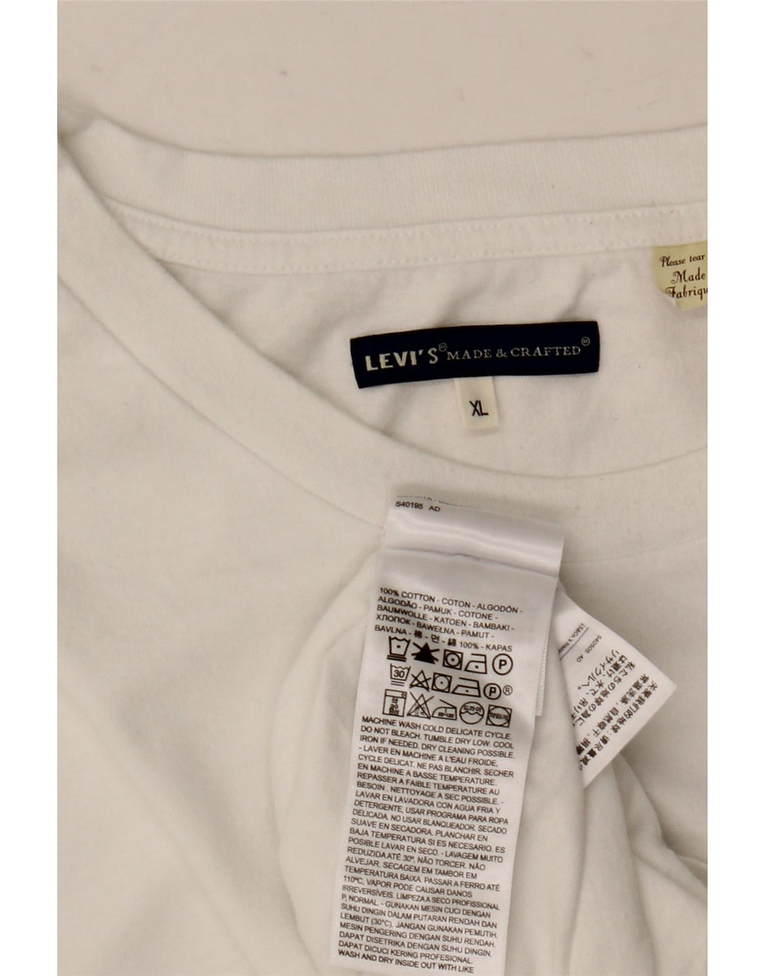 Levi's T-Shirt Top XL Homme Blanc Coton