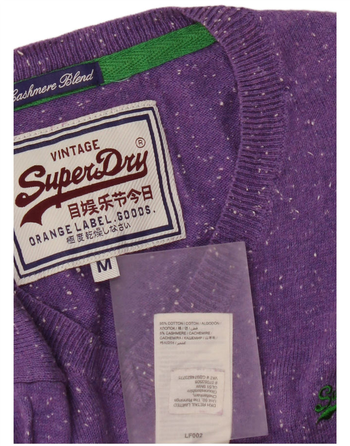 Superdry Pull col V en coton moucheté violet moyen homme
