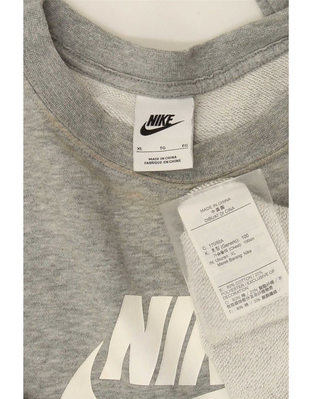 Nike Sweat-shirt surdimensionné graphique pour femme UK 18 XL Gris moucheté