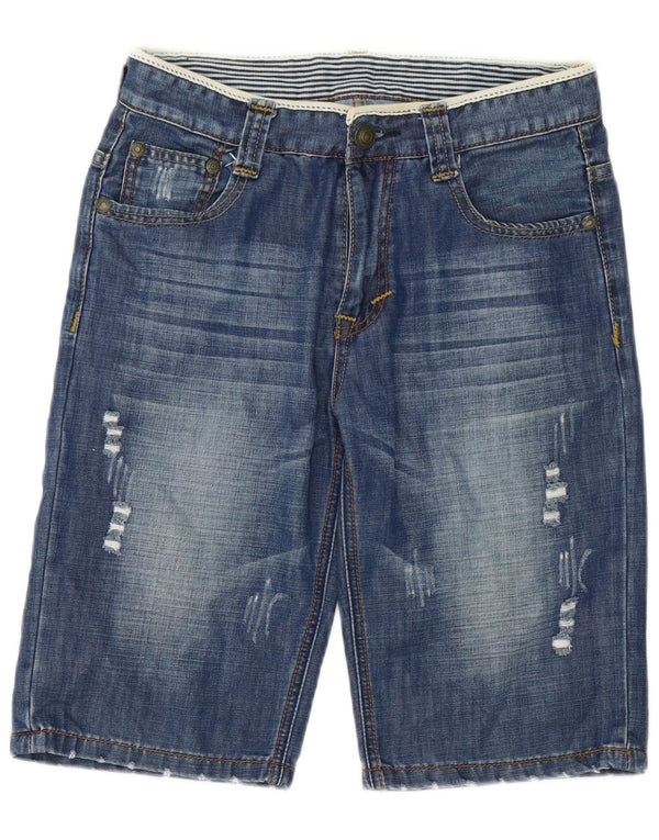 vintage Mens Distressed Denim Shorts W32 Coton Bleu Moyen